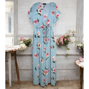 Vici Floral Wrap Maxi Dress Women Size M Bohemian Cottagecore Summer Sundress